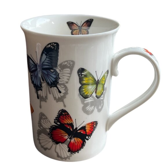 LONDON HOME Mug Coffee Cup Butterflies Tea Fine China 4 1/4" 10oz - Picture 1 of 8